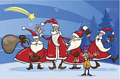 圣诞老人组卡通插画