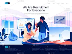 招聘等距登陆页面。人力资源管理与员工猎头等距网页