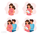 孕妇、怀孕、家庭关怀 扁平化风格插画-商务办公-插画图形素材-酷图网