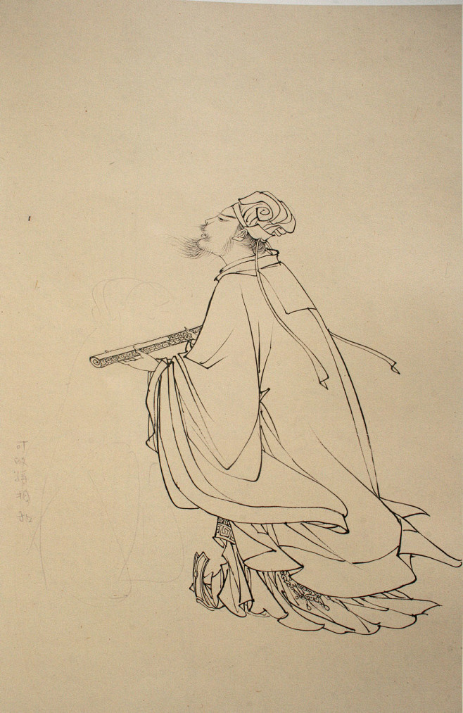 蔡岚工笔画仕女线稿