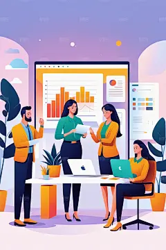 办公室工作企业人物插画