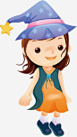 卡通小女孩巫师帽儿童节素材-觅元素51yuansu.com png设计素材 #网页#