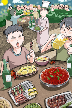 风味小吃餐饮美食插画绘画