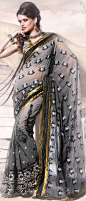 Shaded #Grey Faux Georgette #Lehenga style #Saree with Blouse @ $74.81