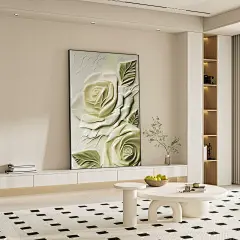 现代轻奢客厅装饰画小众花卉挂画高端大气抽象沙发背景墙手绘油画-tmall.com天猫