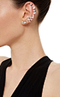 Rhodium Plated Swarovski Crystal Ear Cuff with Stud - Ryan Storer Resort 2016 - Preorder now on Moda Operandi