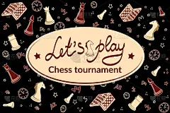 带有卡通象棋元素的横幅模板。手绘的题词。涂鸦素描风格。为国际象棋俱乐部的矢量插图，为比赛的横幅，为小