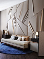 Dramatic wall paneling in this living room in the AD France designer show house.