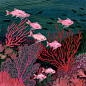 coral reef : Giclée print of an original painting  ships in sturdy packaging  prints over 8 X10  ship in a cardboard tube  ©becca stadtlander 2014