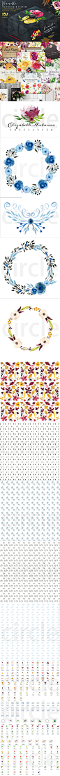 A75小清新森系水彩花卉植物装饰背景素材合集