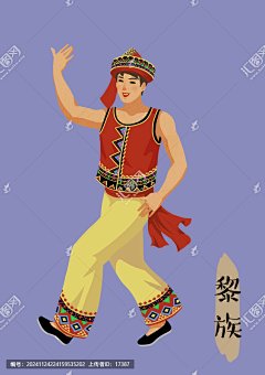 黎族黎族插画手绘黎族人物56个民族五十六民族少数民族民族人物民族团结展板民族大团结民族宣传手绘少数民族插画民族服饰民族文化