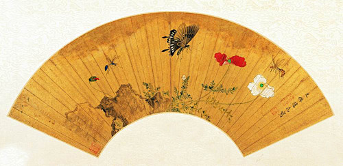 明文俶花蝶图扇面