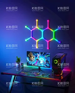 C4D模型电脑桌  - 源文件下载【酷图网】C4D模型,电脑桌,桌子,桌面,电脑,主机,科技,科幻,电器,家居,海报,背景,广告,电竞,主题,风格,场景,房间,角落,电脑房,C4D,模型