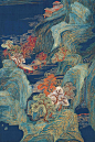 龔賢- 金碧山水  by Gong Xian (Qing dynasty)  *There’s a special style in Chinese landscape painting called 青绿山水Qinglu shanshui which uses mineral dyes to complete the artwork. Those artworks have major green and blue colors. During Song Dynasty, artists and sch