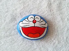 手绘石头画手绘DIY石头画生日礼物手工艺品礼品定制批发哆啦a梦-淘宝网