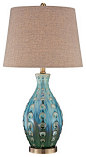Mid-Century Ceramic Vase Teal Table Lamp - beach-style - Table Lamps - Lamps Plus