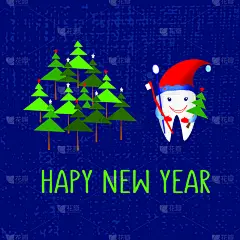 矢量,背景,绘画插图,牙齿,小的,文字,新年前夕,股票,贺卡,构图