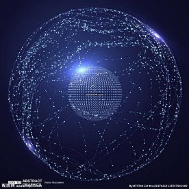 科技感数字地球点线构成世界