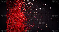 红色闪光在黑色纸背景与复制空间，平铺