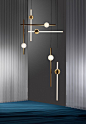 Modern light fixtures with Metal rods and opaque globe