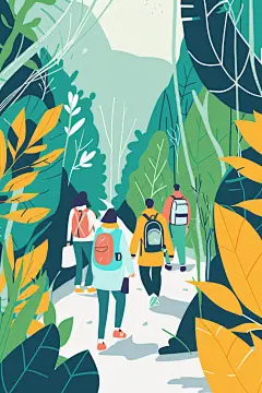 扁平风旅游高清简约插画