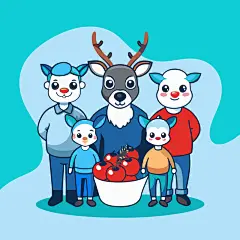 卡通人物梅花鹿娃娃插画