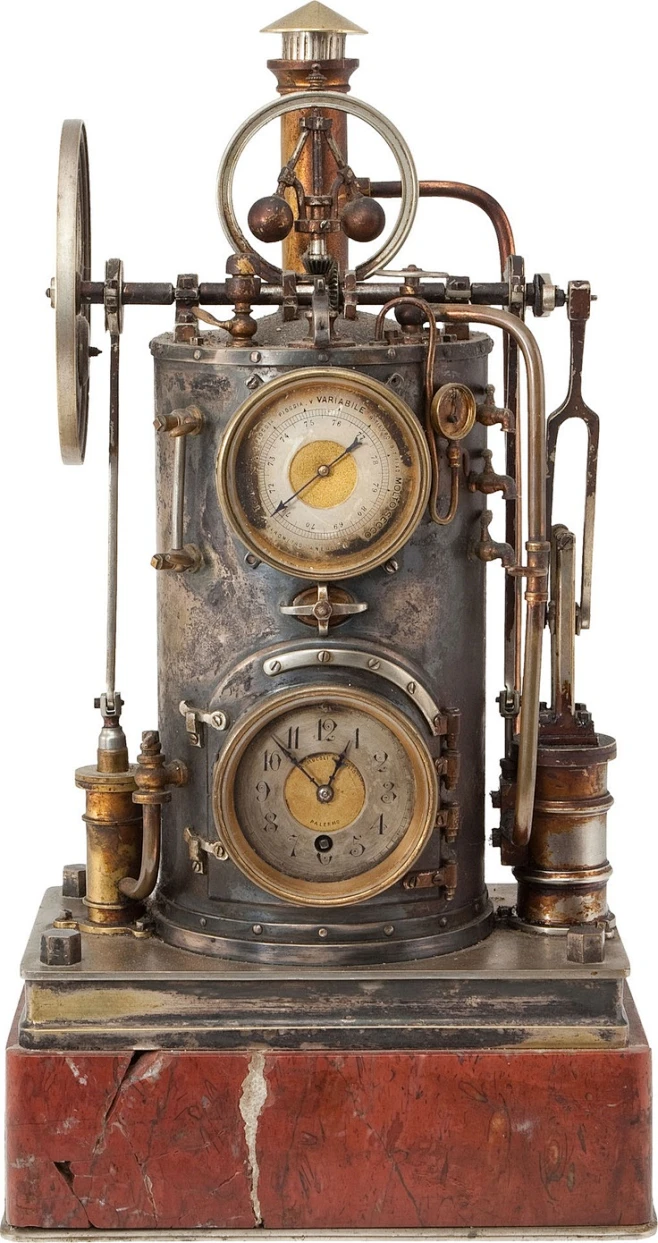 ca. 1885, [Industrial series novelty mechanical clock barometer in the ...