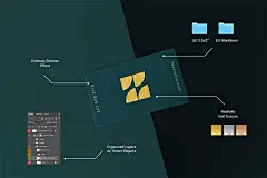 30款时尚质感烫金凹凸印刷工艺商务名片卡片logo设计展示样机模板 Business Card Mockup Bundle - 嗨酷Hiicoo-专注海外高品质设计素材-做设计上嗨酷