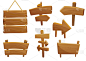 Wooden sign boards cartoon vector illustration set