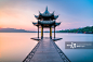 杭州,黄昏,西湖,集贤亭,远古的正版图片素材