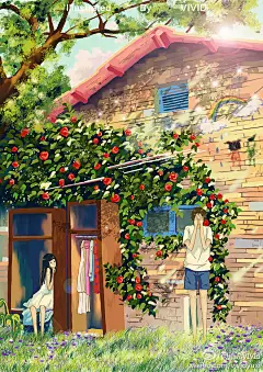 暖夏-vivid雨希__涂鸦王国插画曾经有过这样一段纯白的年岁：风中弥漫着花香，阳光透过树叶落满大地。然后玩一场简单的捉迷藏。“ 我倒数一百秒，请你一定要躲好哦~”