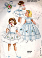 1960s Girls Party Dress Vintage Sewing Pattern In 2 Lenghts with Slip Pattern McCall's 2385 Size 3