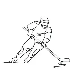 一笔画 | 图源免费EPS文件 |Hockey player one line drawing on white isolated background. Vector illustration