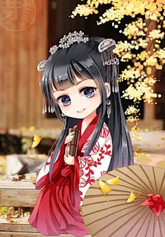 Q版古装美少女 古风手绘美女插图集 XF062-淘宝网
