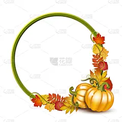 边框,圆形,秋天,枫叶,南瓜,橙色,蔬菜,贺卡,自然界的状态,植物