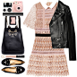 A fashion look from September 2017 featuring pastel dress, leather moto jacket and leather sole shoes. Browse and shop related looks.