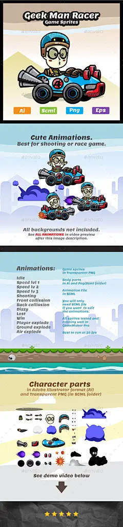 游戏人物——极客赛车男孩精灵精灵游戏资产Game Character - Geek Racer Boy Sprites - Sprites Game Assets2 d、冒险、人工智能、资产,男孩,车,卡通,性格,司机,游戏,极客,天才,男,男人,移动,书呆子,png,比赛,赛跑,路,scml,照片卷轴,床单,一边,速度,精灵,Spritesheet,街道,比赛,视频游戏 2d, adventure, ai, asset, boy, car, cartoon, character, driver, gam