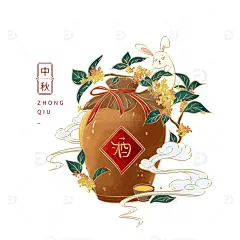 中秋桂花酒酿手绘插画高清模板免费下载-趣麦麦图