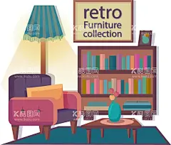 书房   - 源文件下载【酷图网】书房,家居,客厅,手绘客厅,沙发,家具,台灯,手绘家居,手绘家具,家具矢量图,