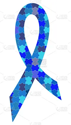 提高自闭症意识丝带。蓝色的游戏模式。矢量插图。