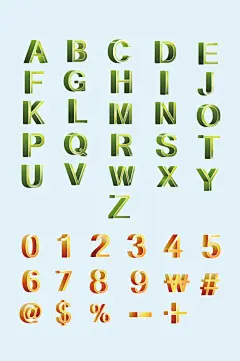 矢量个性大写英文字母数字