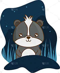 分离着色,可爱的,动物,图标,浣熊,愉悦,图像,性格,矢量,设计