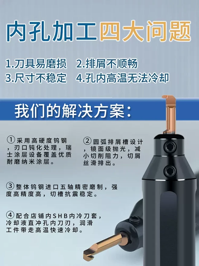 数控小径内孔槽刀MGR整体钨钢合金小孔勾...