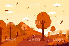 矢量秋天背景  - 源文件下载【酷图网】矢量秋天背景,秋天风景壁纸,秋天壁纸,大自然,清新,植物,景色,自然季节,四季,插图,手绘,风景地形,
