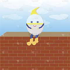 矮胖子正坐在墙上