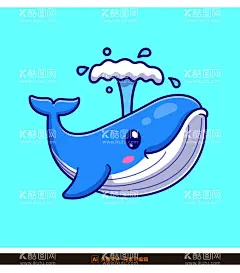 可爱卡通鲸鱼矢量插画  - 源文件下载【酷图网】鲸鱼,卡通鲸鱼,鲸鱼插画,可爱鲸鱼,手绘鲸鱼,喷水鲸鱼,鲸鱼贴纸,鲸鱼图案