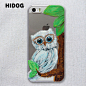 HIDOG 原创设计 纯手绘彩绘苹果Iphone5/5S手机壳套 插画猫头鹰 新款 2013