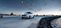 blue hour car DUSK sea breakwater lantern Skoda concrete CGI automotive  