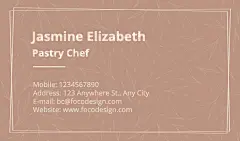 Pastry Chef Personal Contact Information Business Card