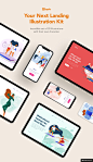20个人物网络办公和移动应用插图 Brave Illustrations模板UI设计